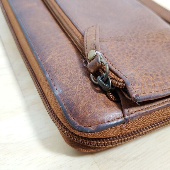 Duluth Trading Brown Leather Wristlet Clutch Women’s Zip Around Wallet Organizer - Picture 7 of 10